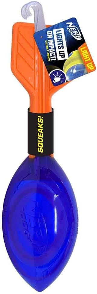 Nerf Dog 12in LED Squeak Vortex Football Toy - Orange/Blue