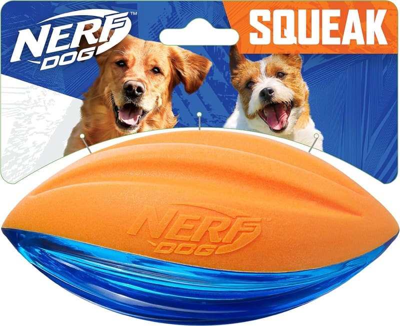 Interactive 6-Inch Nerf Dog Rubber Football Toy for Medium/Large Breeds