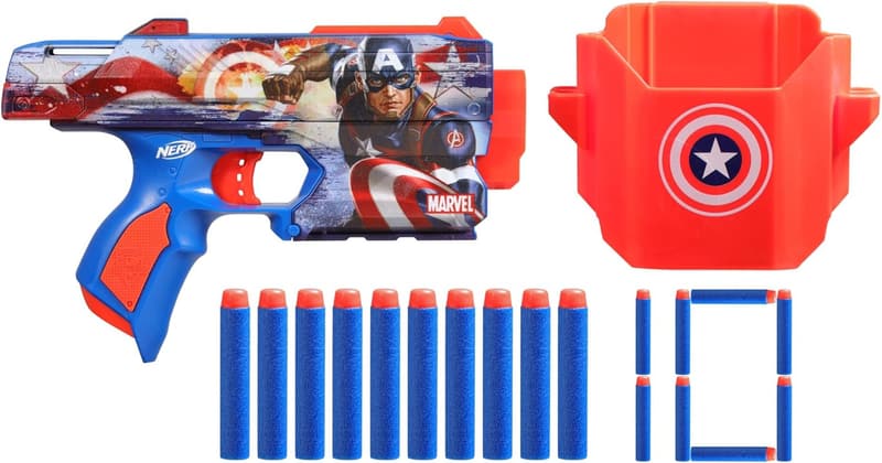 Captain America Dart Blaster with 10 Elite Darts for Kids