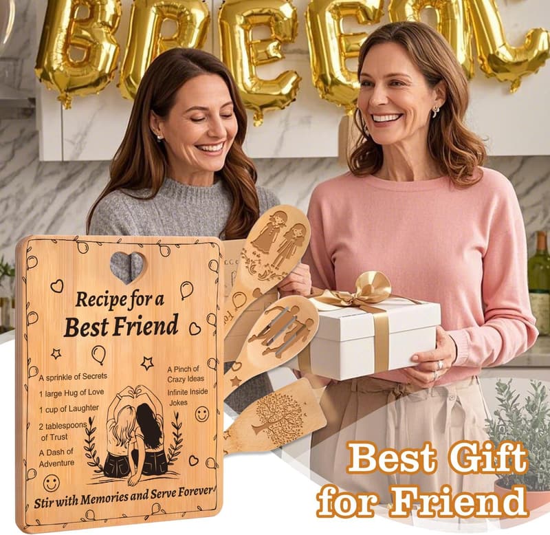 Birthday Gifts for Women: Engraved Bamboo Cutting Board Set