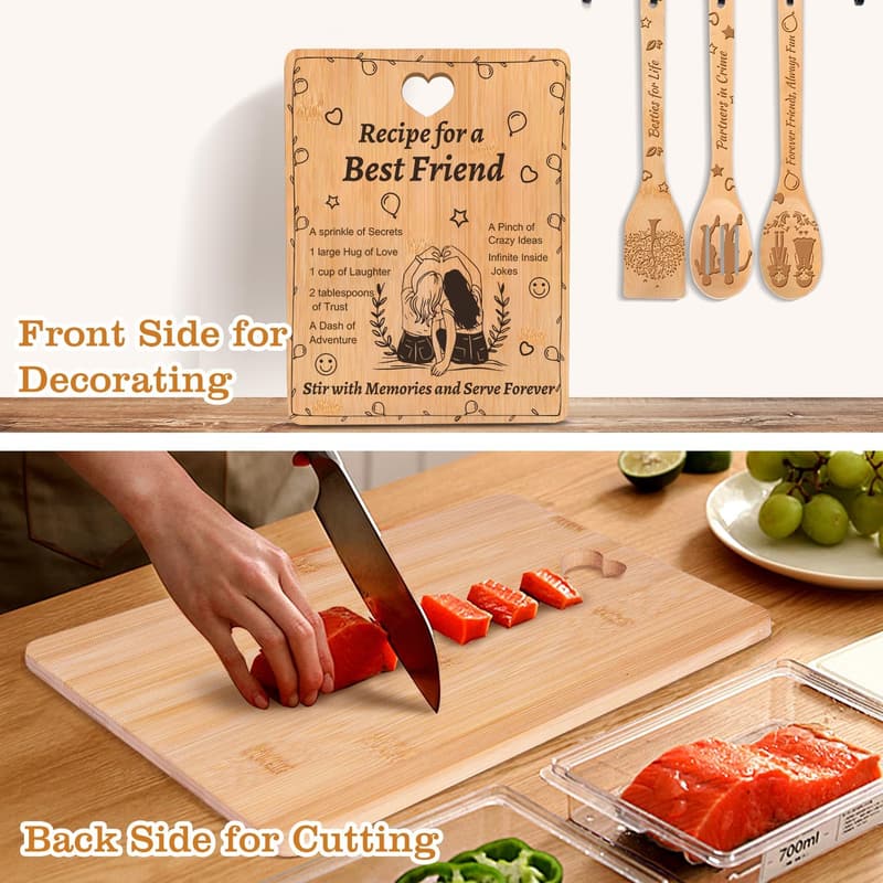 Birthday Gifts for Women: Engraved Bamboo Cutting Board Set