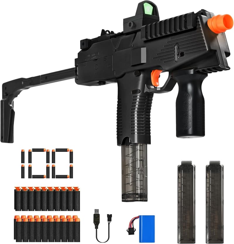 Automatic MP9 Toy Gun Set with 100 Soft Darts for Kids