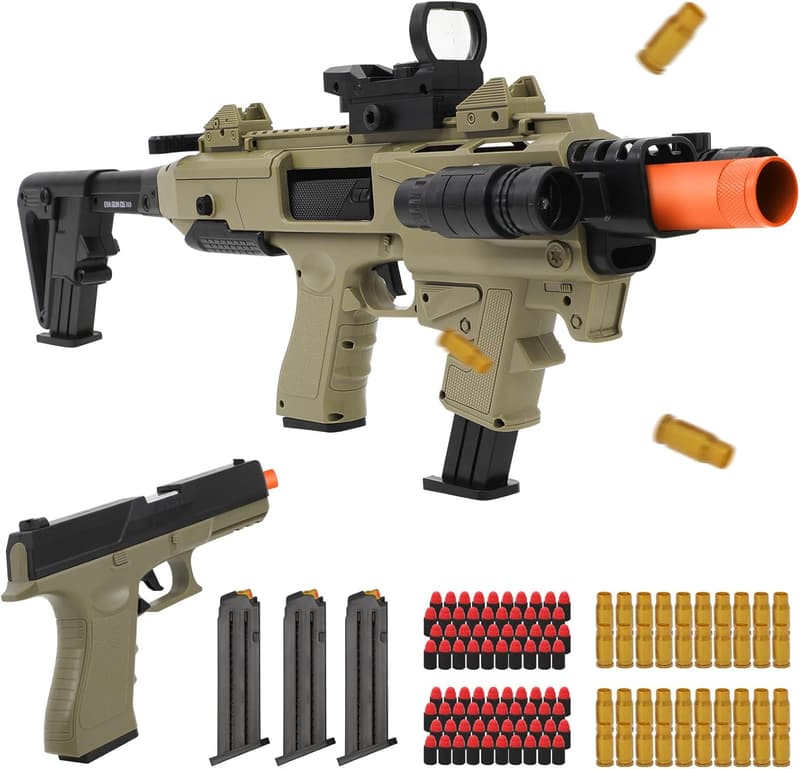 Realistic Soft Bullet Toy Gun with Shell Ejecting - 80 Bullets, 40 Shells