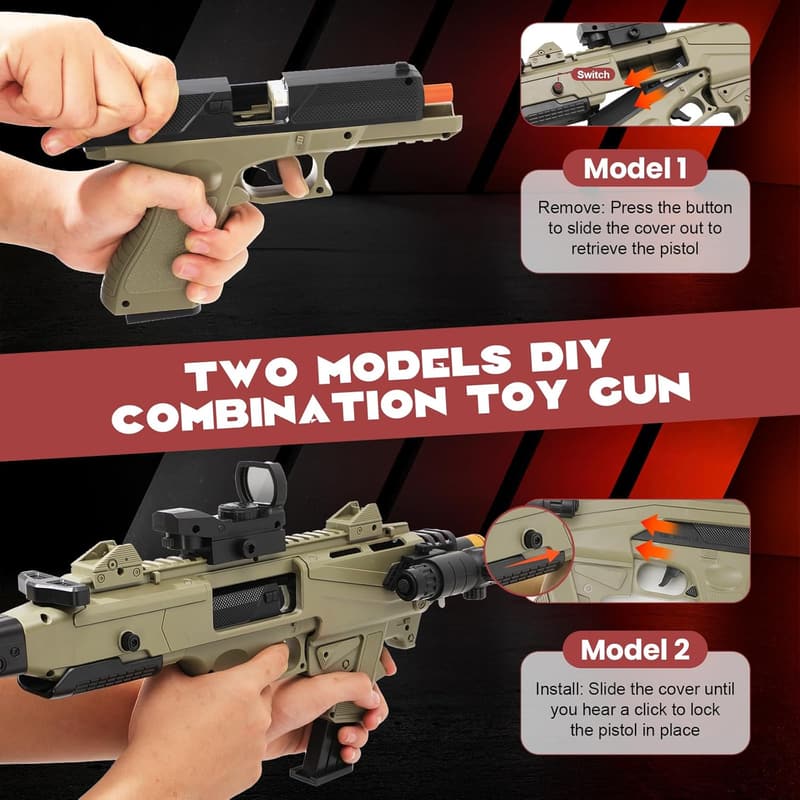 Realistic Soft Bullet Toy Gun with Shell Ejecting - 80 Bullets, 40 Shells