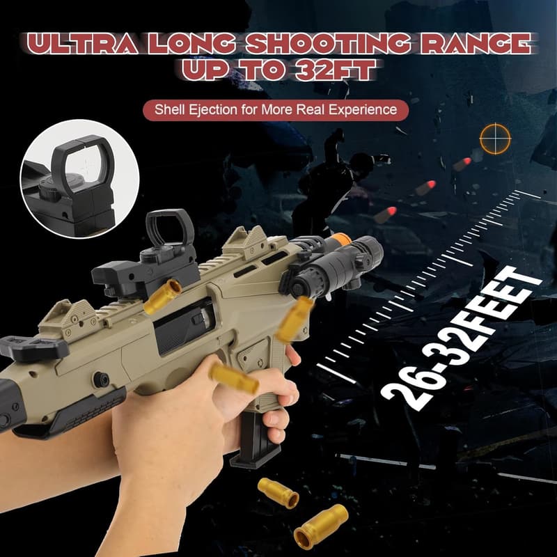 Realistic Soft Bullet Toy Gun with Shell Ejecting - 80 Bullets, 40 Shells