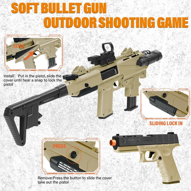 Soft Bullet Foam Blaster with 80 Darts & 2 Clips – Ideal Gift for Ages 8+