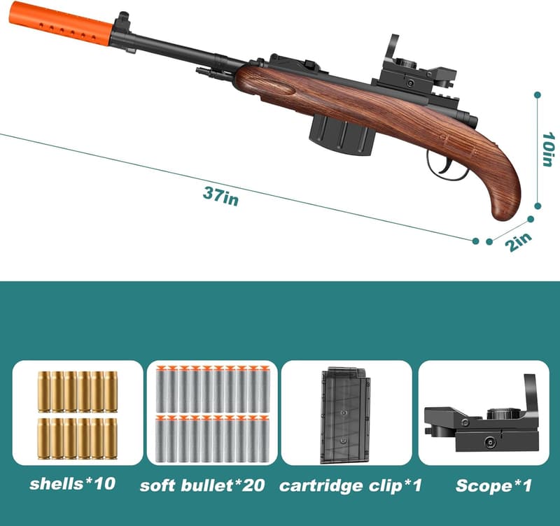 Realistic Soft Bullet Sniper Rifle Foam Blaster Toy for Ages 12+