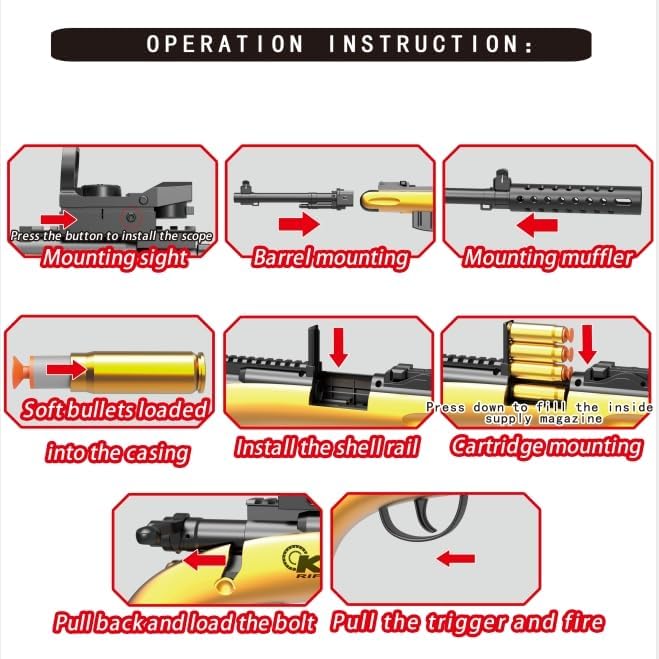 Realistic Soft Bullet Sniper Rifle Foam Blaster Toy for Ages 12+