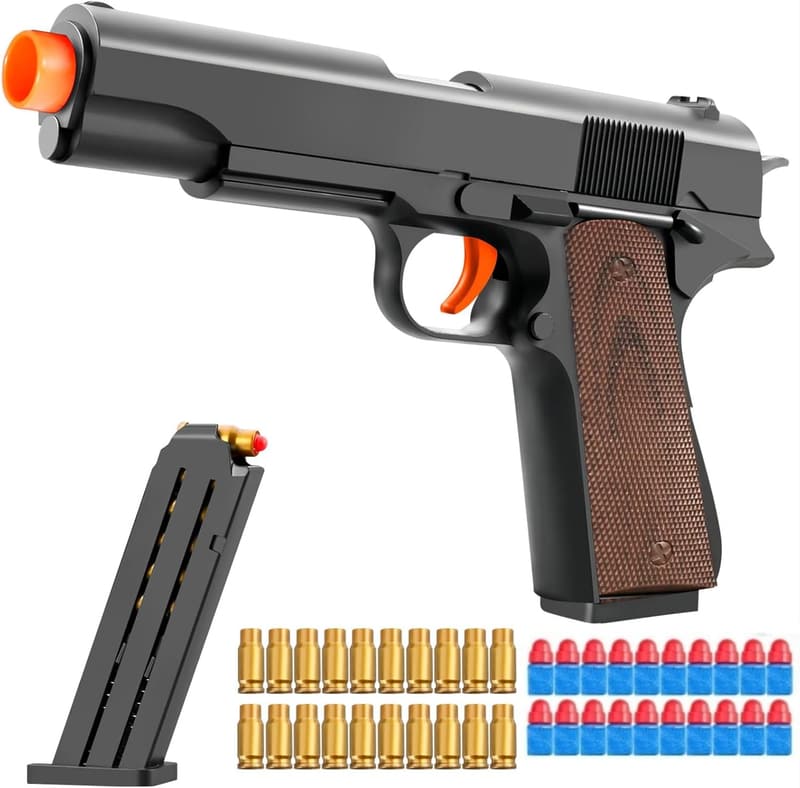 Realistic Shell-Ejecting Soft Bullet Pistol Toy for Ages 14+