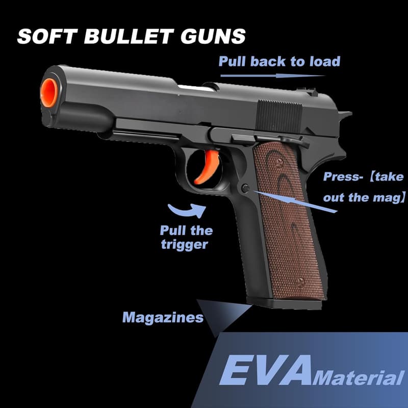 Realistic Shell-Ejecting Soft Bullet Pistol Toy for Ages 14+