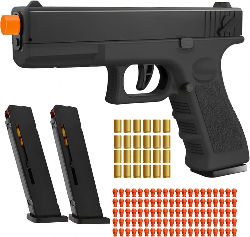 Educational Fidget Toy Gun with 100 Soft Bullets & Shells
