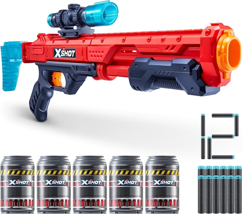 ZURU X-Shot Red Foam Dart Blaster with 5 Targets & 12 Darts