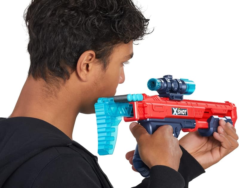ZURU X-Shot Red Foam Dart Blaster with 5 Targets & 12 Darts