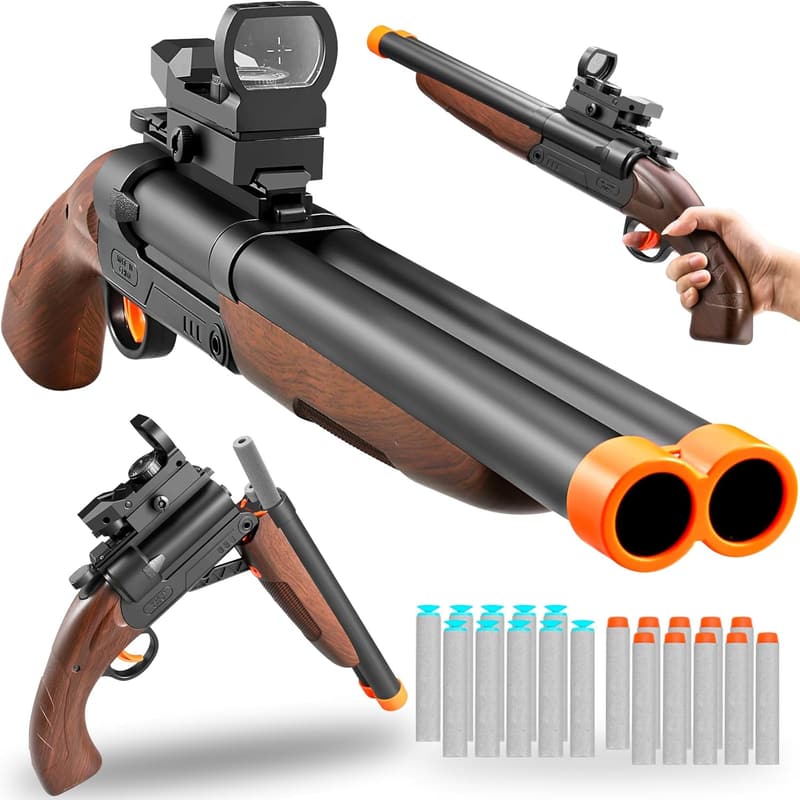 Kids' Double Barrel Foam Blaster Shotgun with Scope - Outdoor Toy