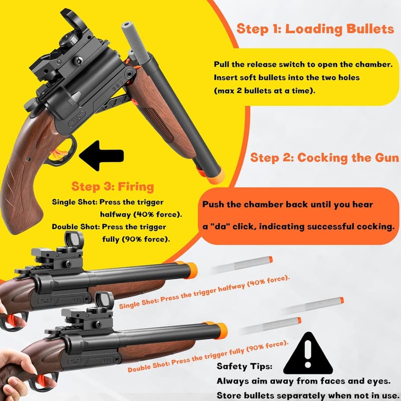 Kids' Double Barrel Foam Blaster Shotgun with Scope - Outdoor Toy
