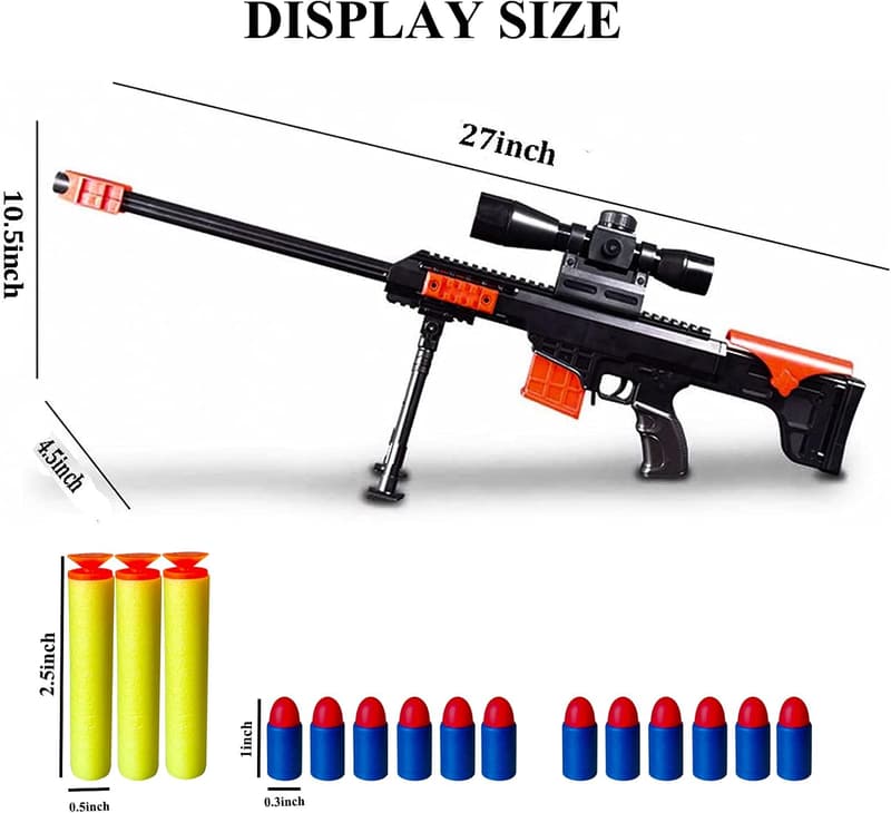 Realistic Barrett Sniper Foam Blaster with Scope for Boys and Teens
