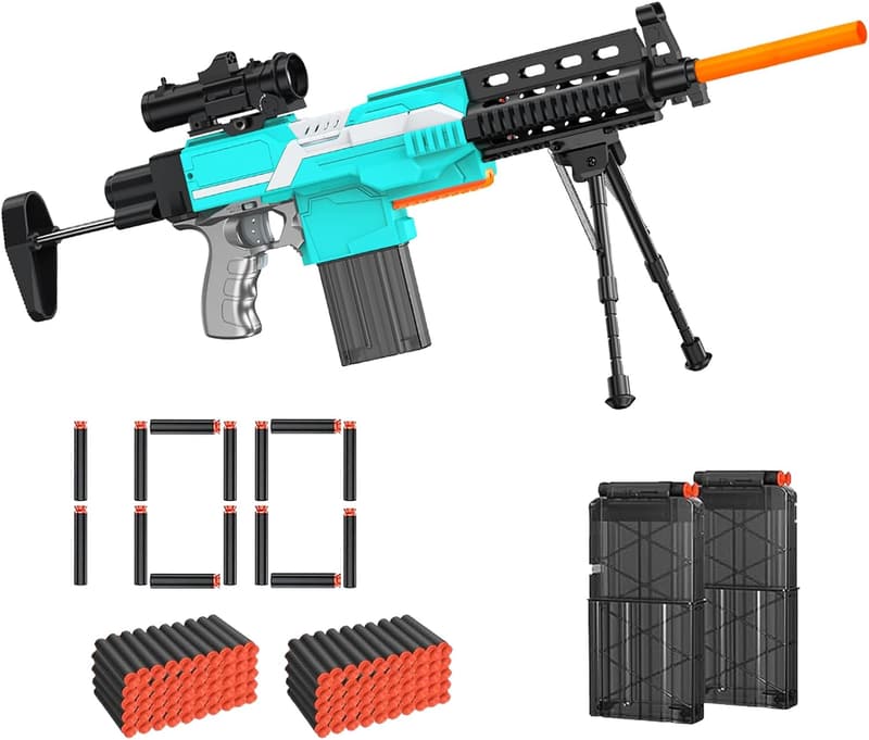 Automatic Toy Foam Blaster for Kids - 3 Modes, 100 Bullets