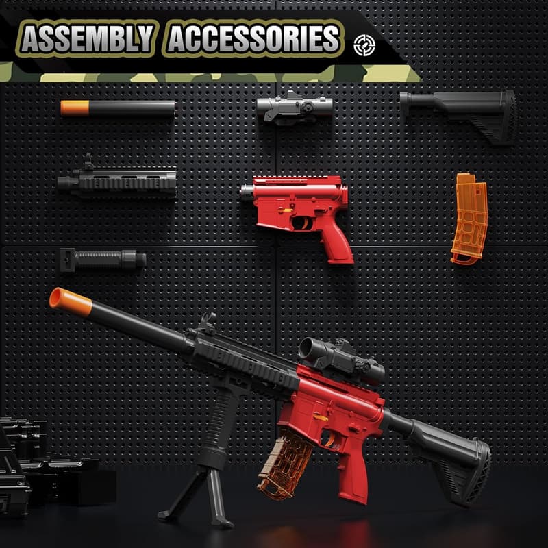 Toy Gun with Soft Bullets - Manual Foam Blaster Rifle, Red