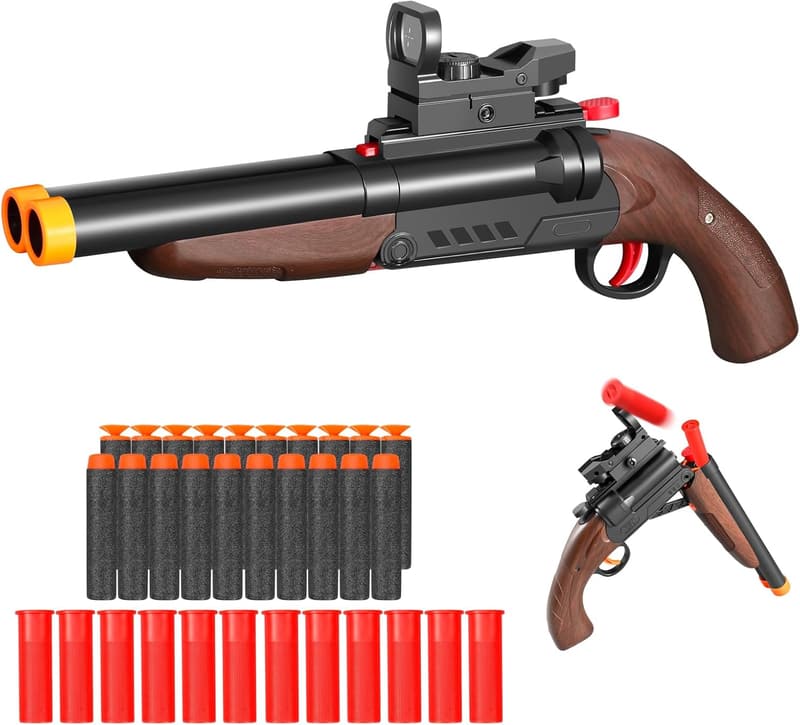 Realistic Double Barrel Foam Dart Blaster for Ages 8+