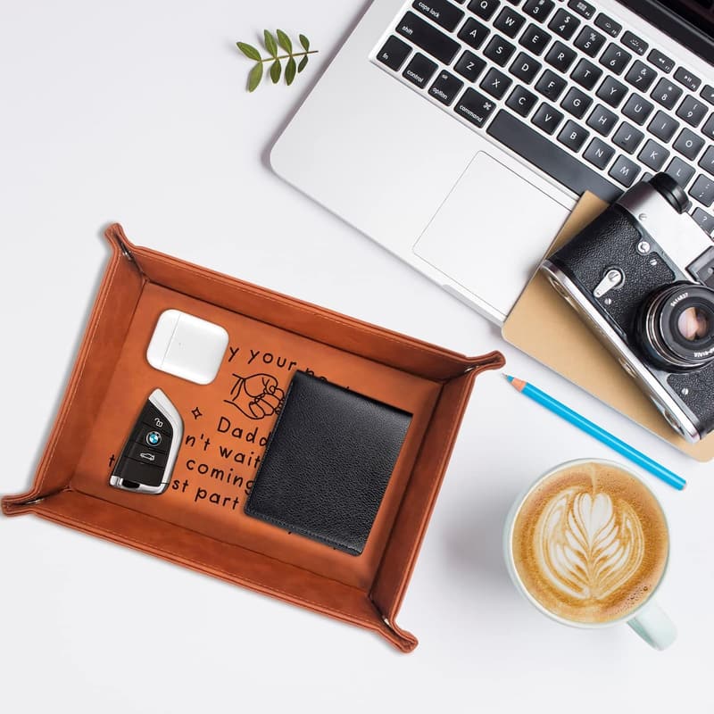 Father's Day Leather Tray Gift for Dad and New Dads