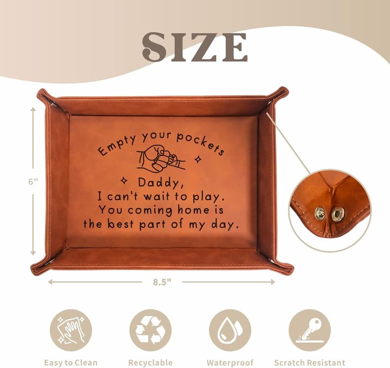 Father's Day Leather Tray Gift for Dad and New Dads
