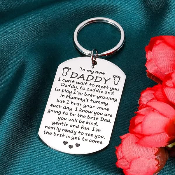 First Father's Day Keychain Gift from Unborn Baby