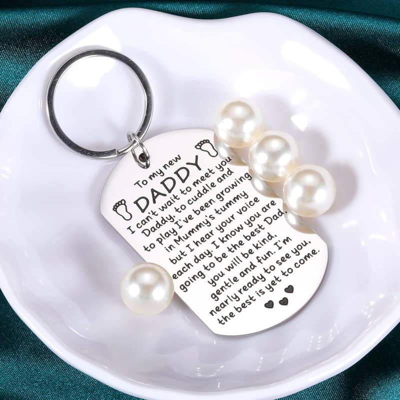 First Father's Day Keychain Gift from Unborn Baby