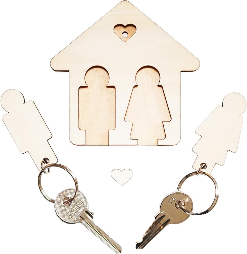 Couples' Wooden Keychains - Perfect Housewarming Gift