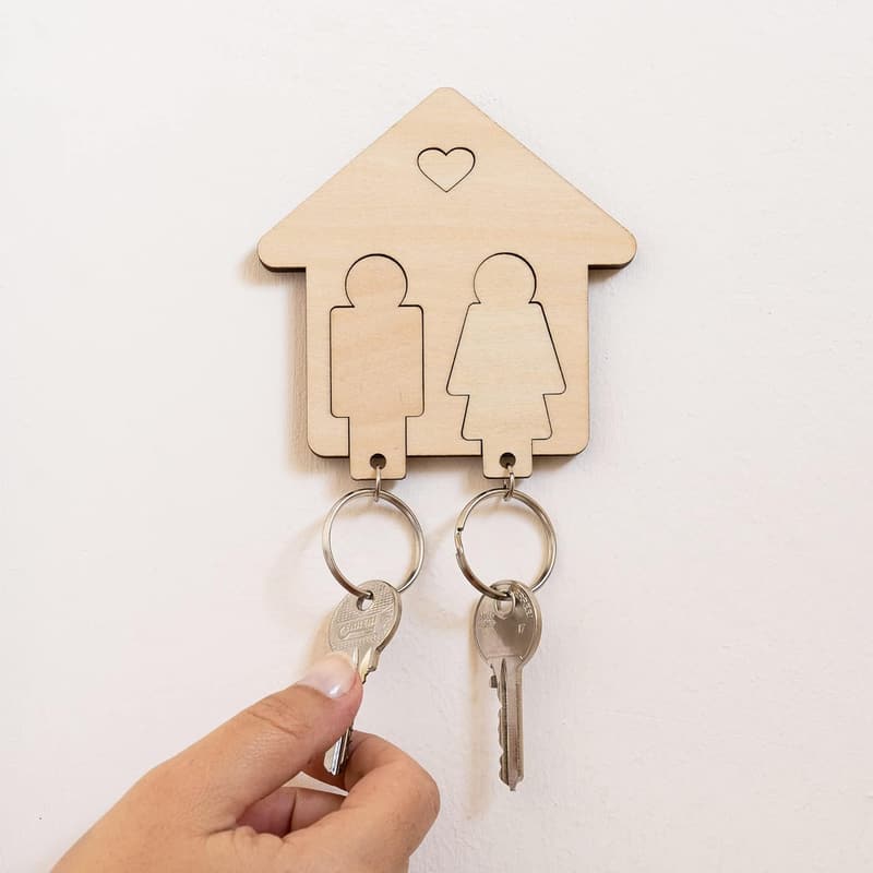 Couples' Wooden Keychains - Perfect Housewarming Gift