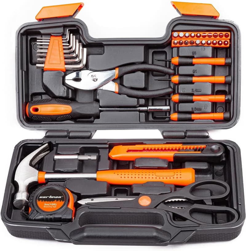 39-Piece Household Tool Set with Plastic Storage Case