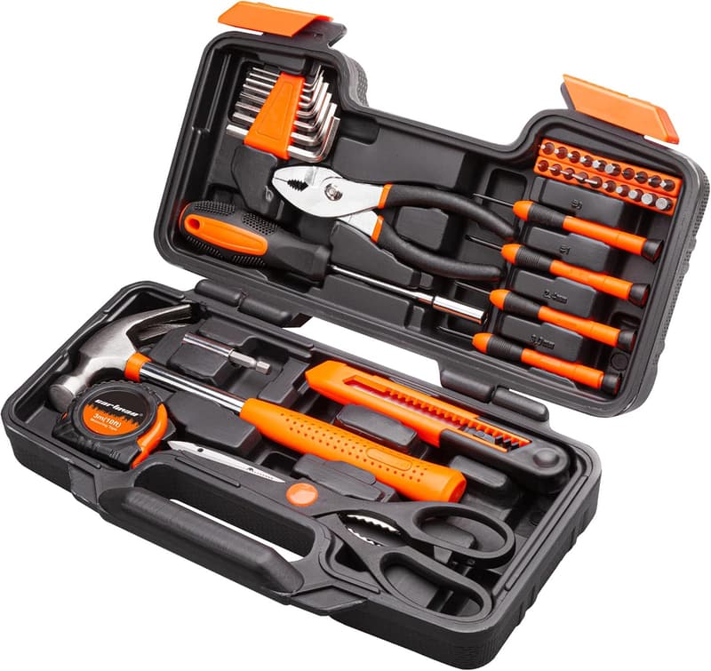 39-Piece Household Tool Set with Plastic Storage Case