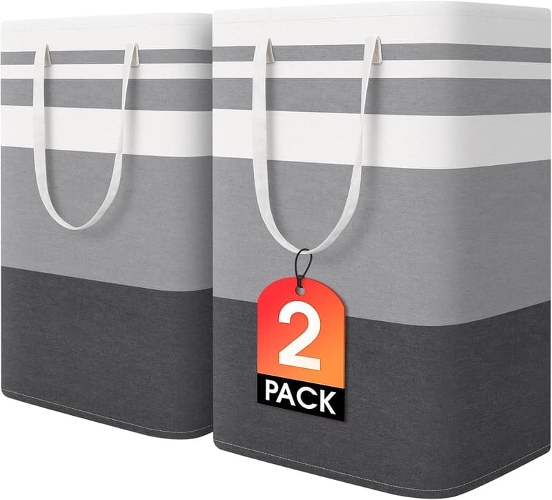 Large Collapsible Laundry Baskets, Waterproof, 75L - 2 Pack