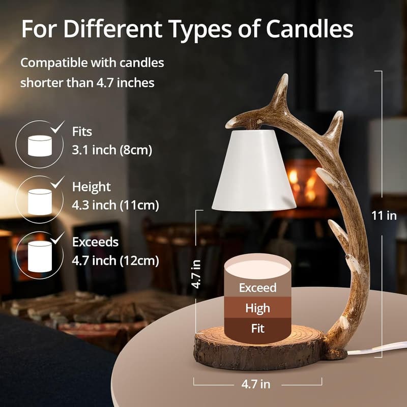 Handcrafted Resin Reindeer Antler Candle Warmer Lamp
