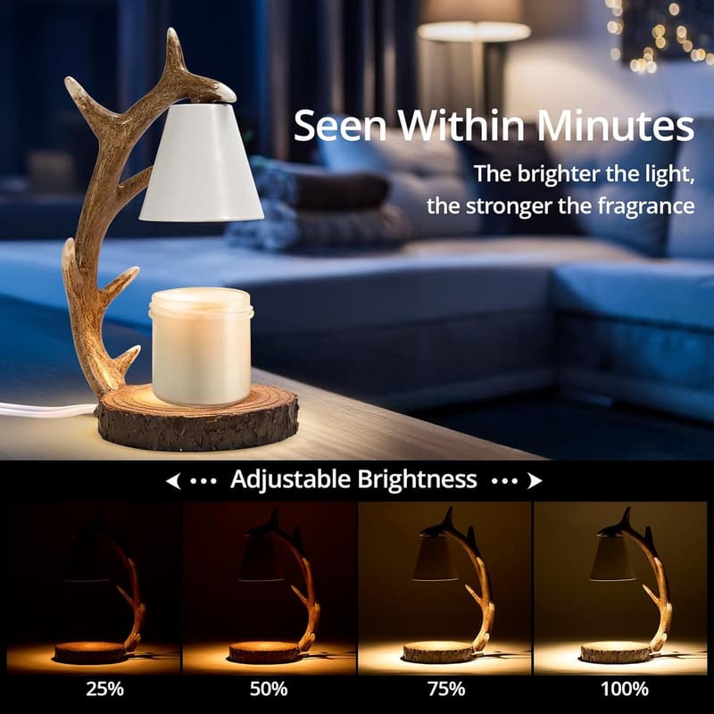 Handcrafted Resin Reindeer Antler Candle Warmer Lamp