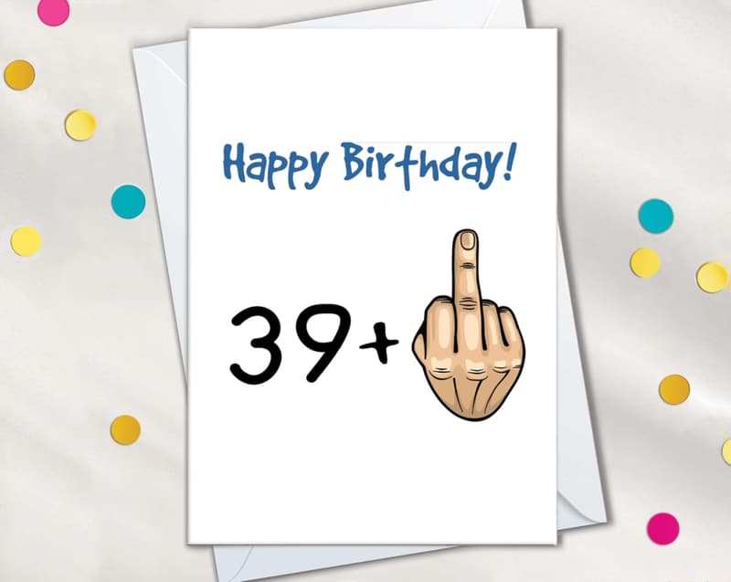 50th Birthday Card for Him - Funny Middle Finger Design