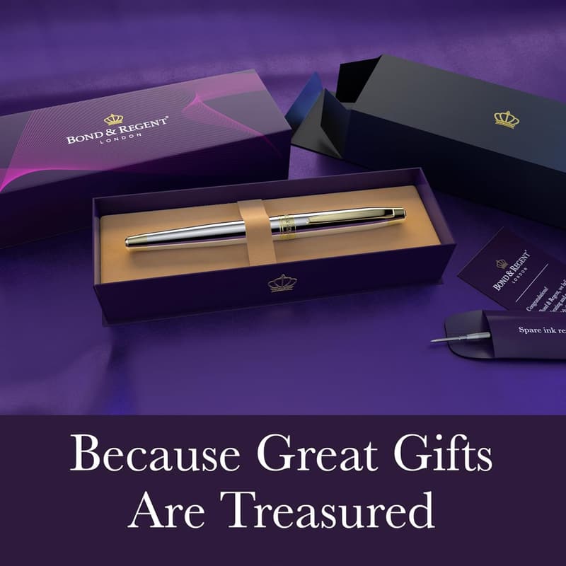 Luxury Silver Chrome & 24K Gold Rollerball Pen for Men & Women