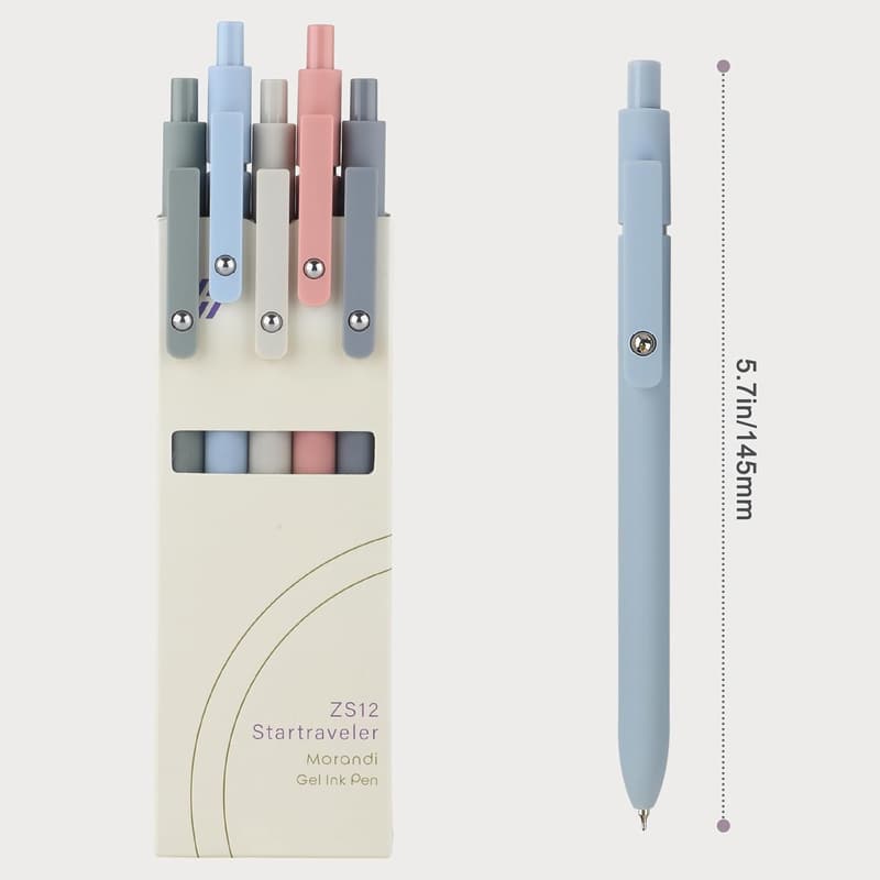 Fine Point Black Ink Gel Pens, 5pcs, Quick Dry for Office & School