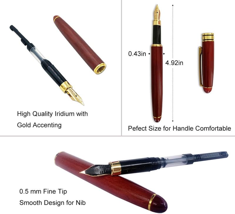 Luxury Wooden Pen Set with Gift Case - Fountain & Ballpoint Pens