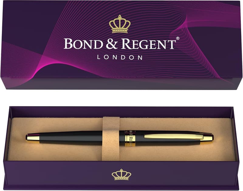 Luxury Grade Gloss Black & 24K Gold Rollerball Pen - Gift for All