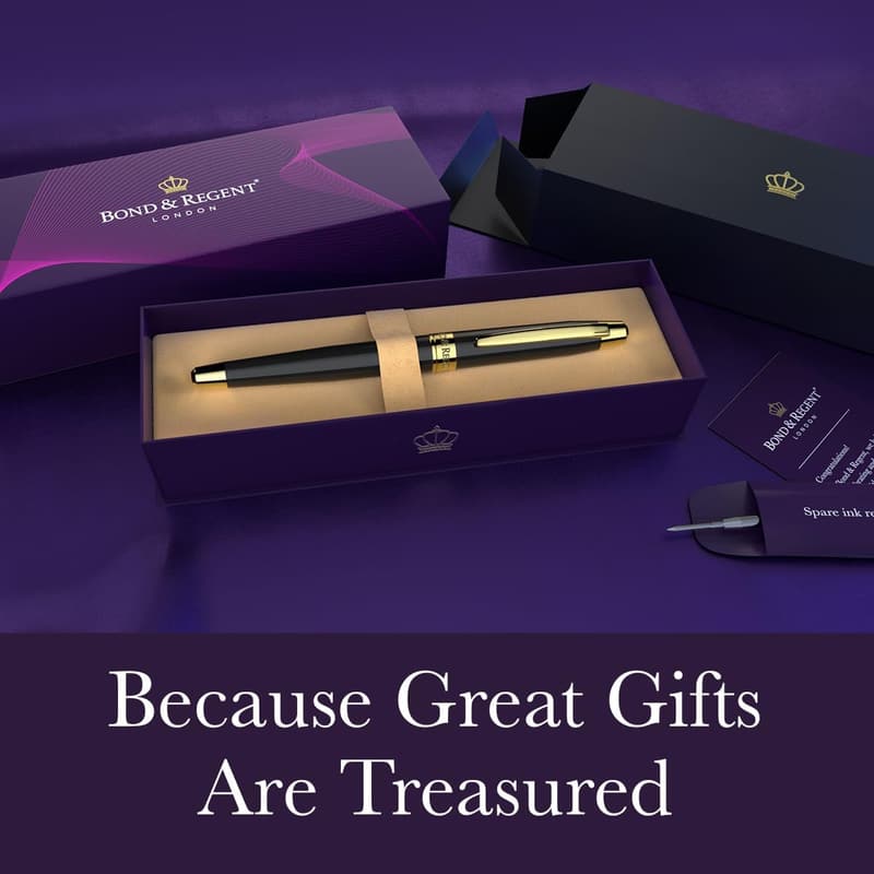 Luxury Grade Gloss Black & 24K Gold Rollerball Pen - Gift for All