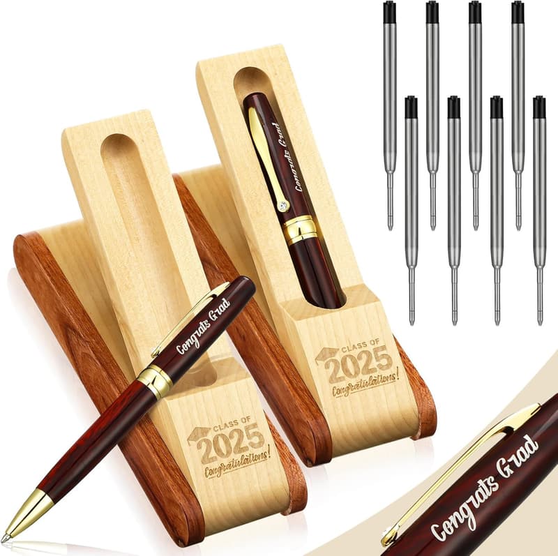 Graduation Gift Set: 2 Rosewood Ballpoint Pens with Boxes