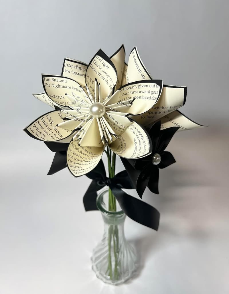 First Anniversary Book Bouquet - Customize 6 Flowers & Colors