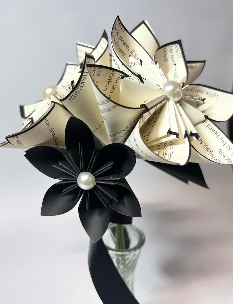 First Anniversary Book Bouquet - Customize 6 Flowers & Colors