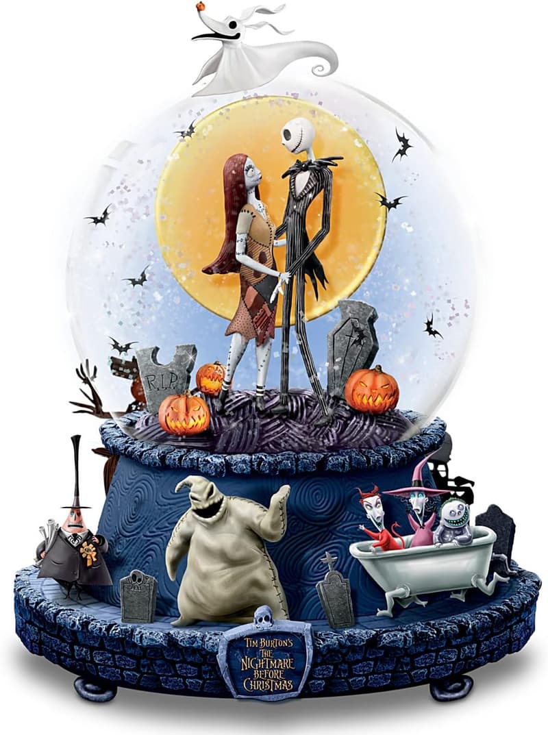 Nightmare Before Christmas Musical Glitter Globe with Rotating Base