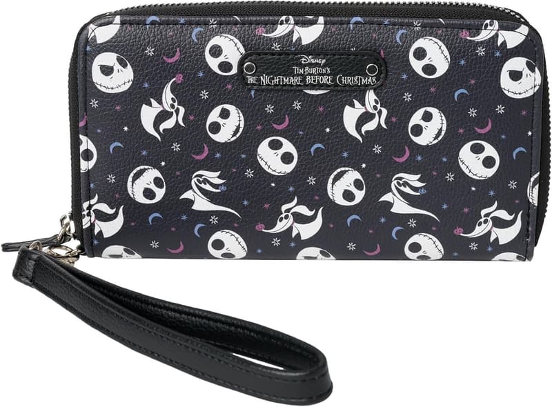Jack Skellington Faux Leather Zip Wristlet Clutch