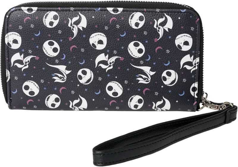 Jack Skellington Faux Leather Zip Wristlet Clutch