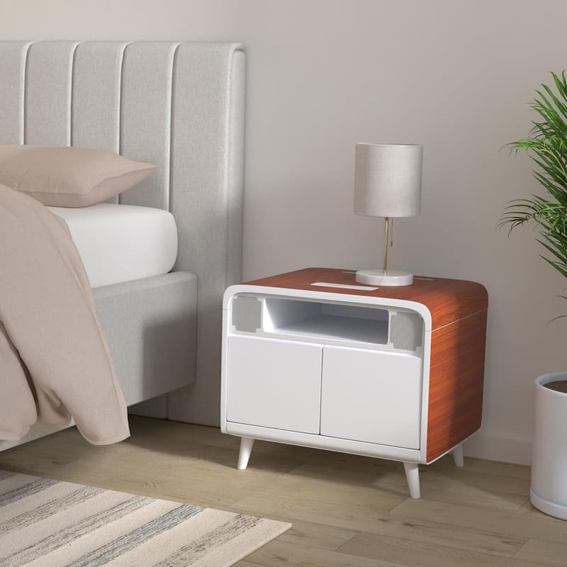 Smart Nightstand with Cooling Drawer, Wireless Charging & LED Light