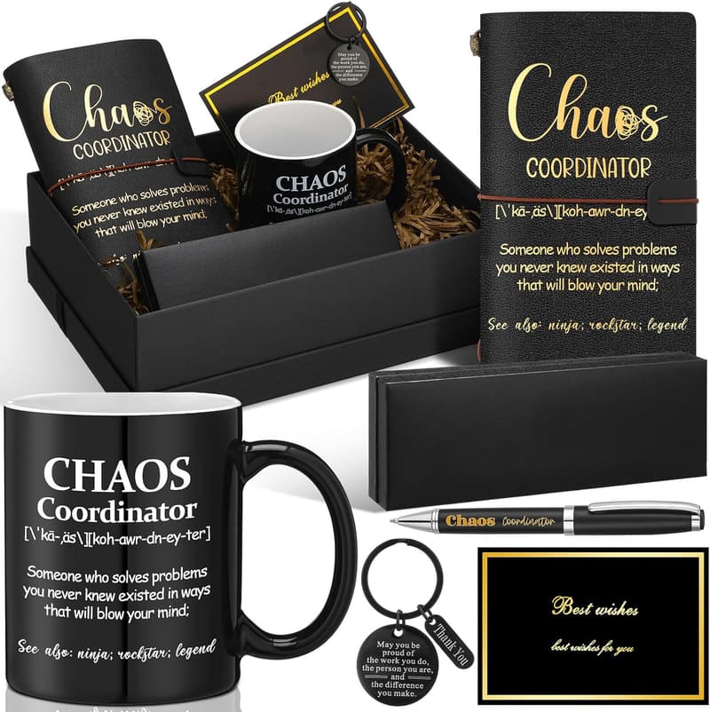 Chaos Coordinator Gift Set for Men - Mug, Notebook, Keychain & More