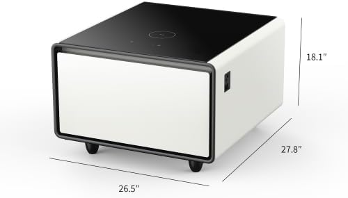 Smart Coffee Table with Mini Fridge & USB Port (White)