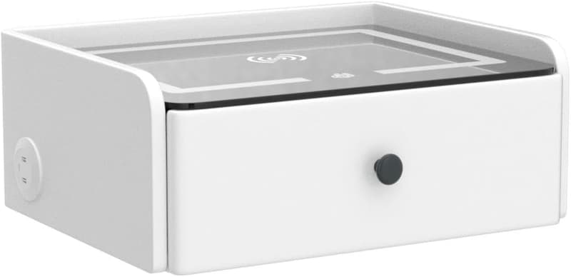 Wall-Mounted White Nightstand with LED Charging Station
